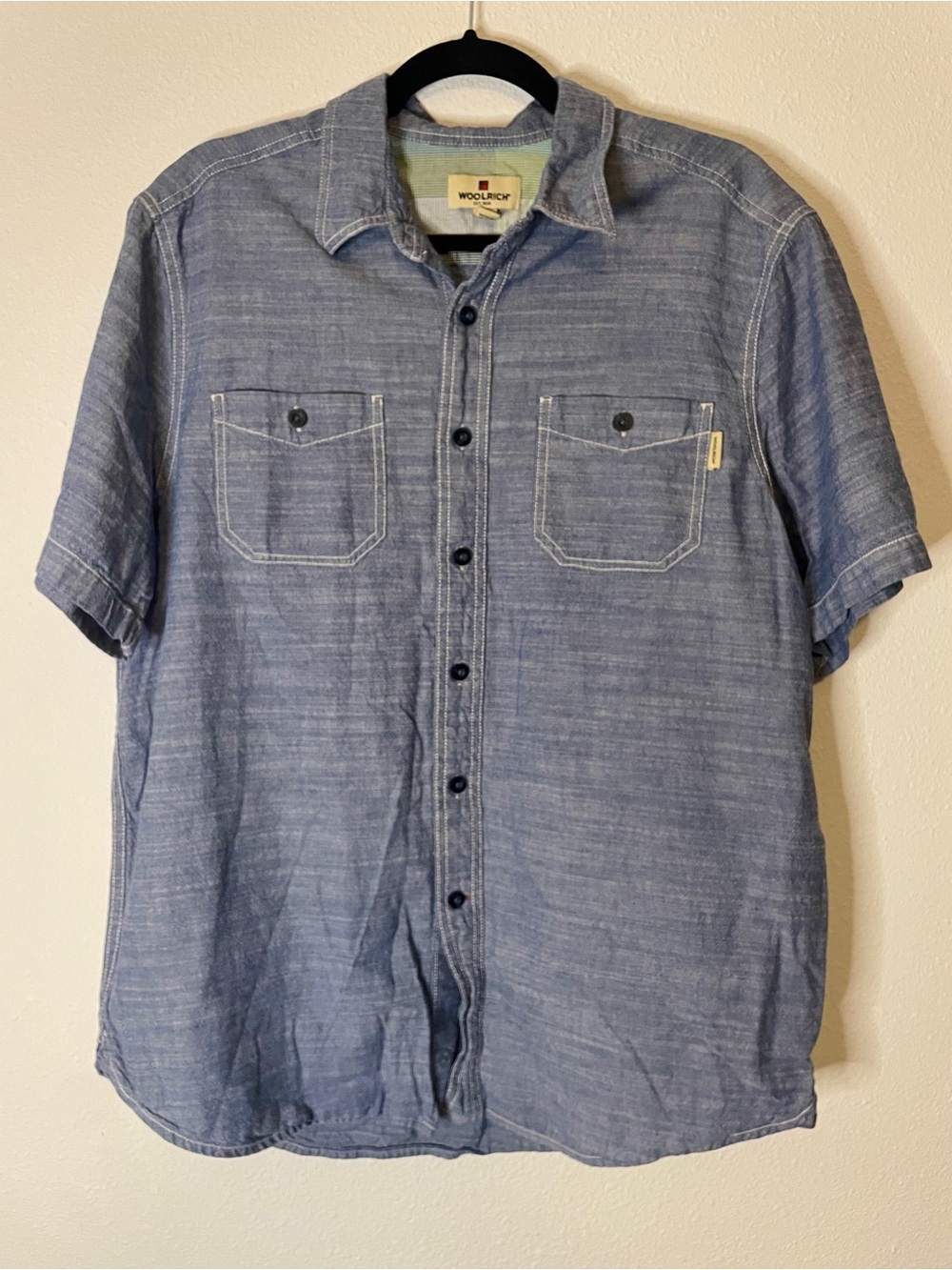 Woolrich Short-Sleeved Button-Down Shirt Large Men's Outdoor Hiking Trekking